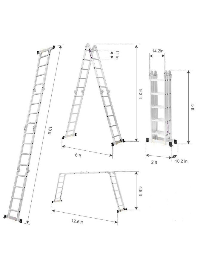 ROBUSTLINE Multipurpose 4X5 Ladder 6M Silver  - Image 3