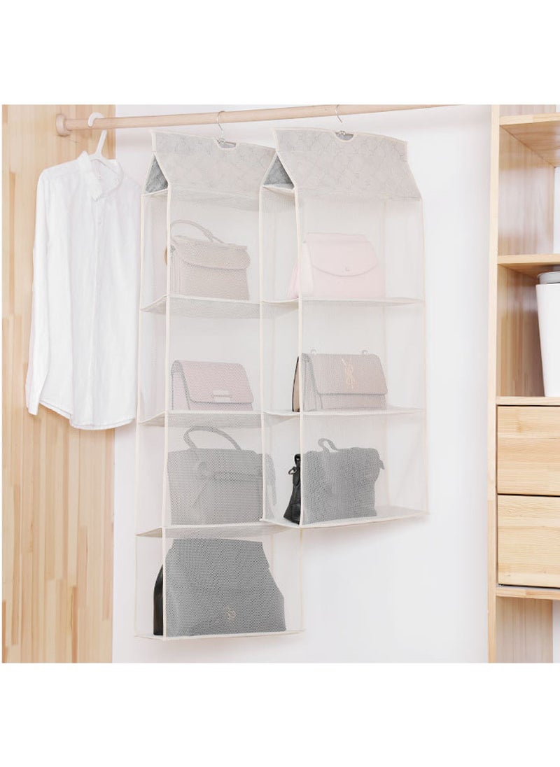 Swift - Hanging Handbag Purse Organizer for Closet, Purse Bag Storage Holder for Wardrobe Closet with 4 Shelves Space Saving Purse Organizers System  Cream White - Image 1