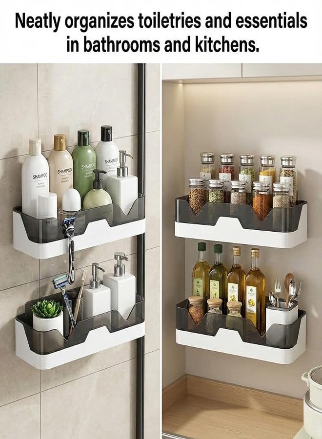 Oblivion Bathroom Shelves – Wall Mounted Adhesive Plastic Storage Organizer Rack for Toiletries, Soap & Bottles – Space Saving Shelf for Washroom, Kitchen & Shower Area, Drill Free Installation (2) - Image 5