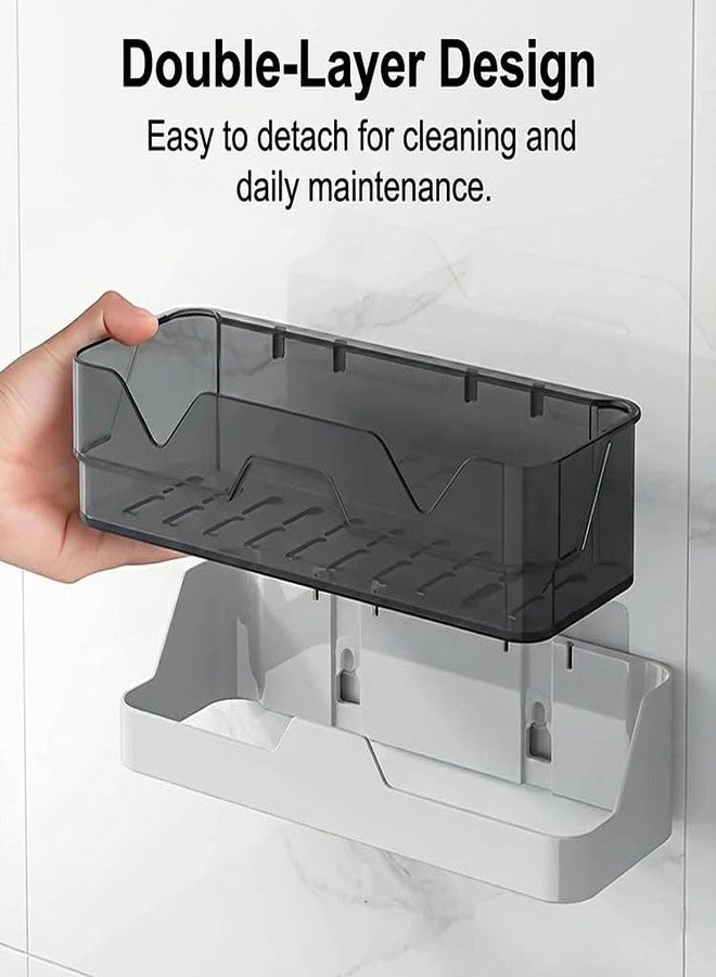 Oblivion Bathroom Shelves – Wall Mounted Adhesive Plastic Storage Organizer Rack for Toiletries, Soap & Bottles – Space Saving Shelf for Washroom, Kitchen & Shower Area, Drill Free Installation (2) - Image 2