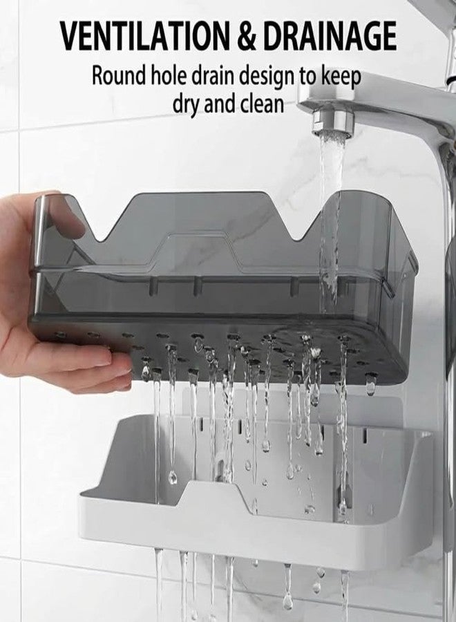 Oblivion Bathroom Shelves – Wall Mounted Adhesive Plastic Storage Organizer Rack for Toiletries, Soap & Bottles – Space Saving Shelf for Washroom, Kitchen & Shower Area, Drill Free Installation (2) - Image 3