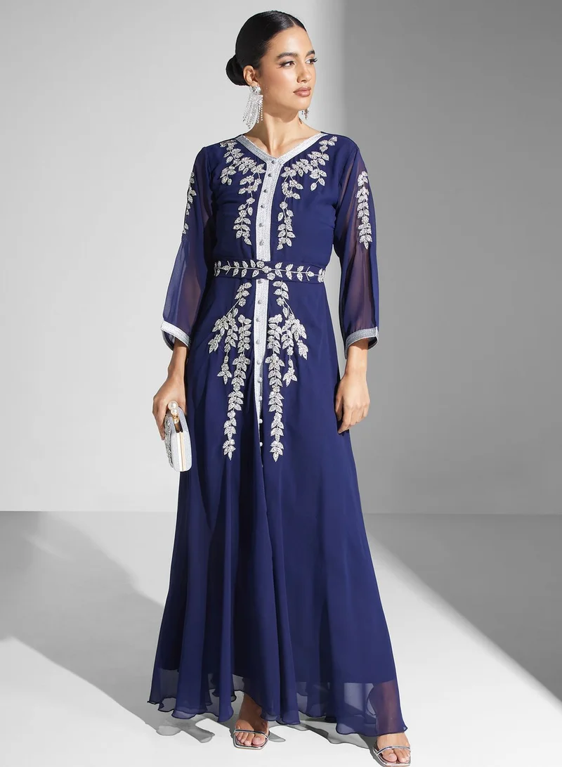hayas closet Embroidered Chiffon Dress