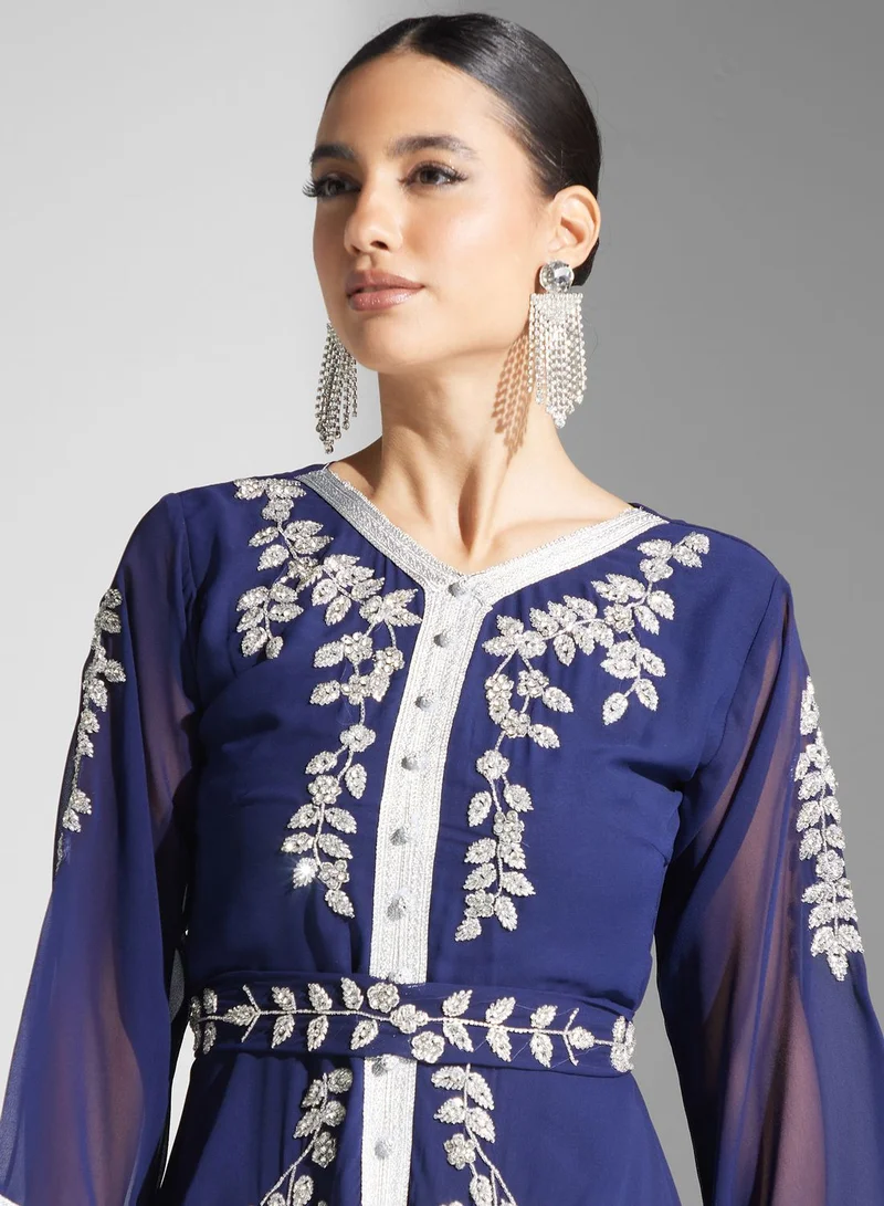 hayas closet Embroidered Chiffon Dress