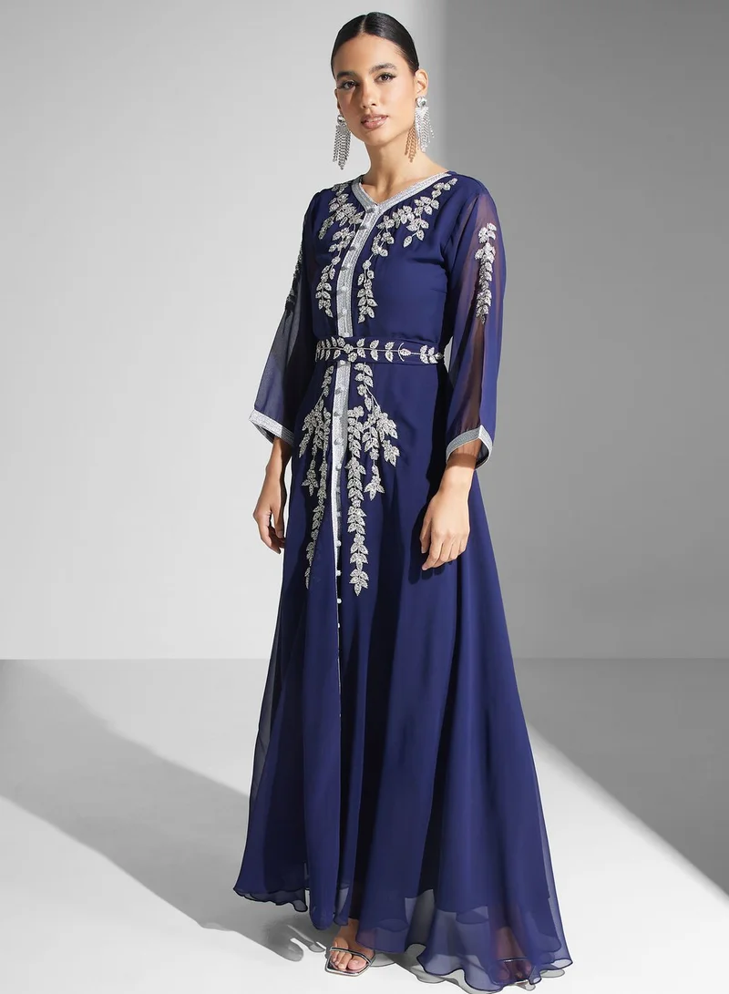 hayas closet Embroidered Chiffon Dress