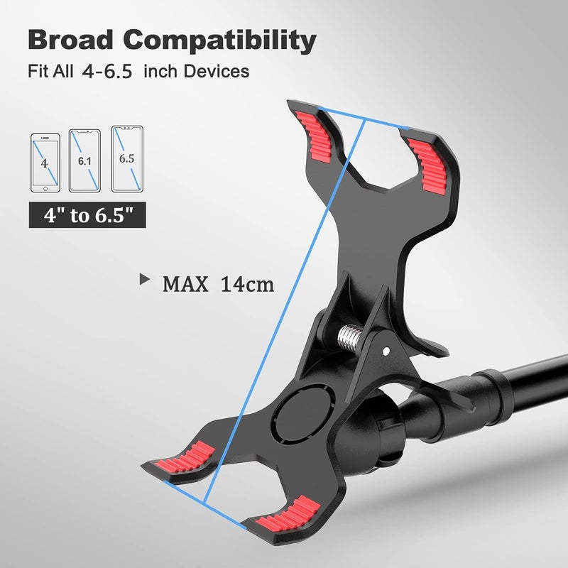 X spring Xspring Gooseneck Phone Mount, Total Length 110cm Gooseneck Bed Phone Mount, Lazy Holder with 360 Degree Adjustable Clip, Cell Phone Mount Stand for Bed, Desk, Cell Phones Below 6.5 Inches (Black) - Image 3