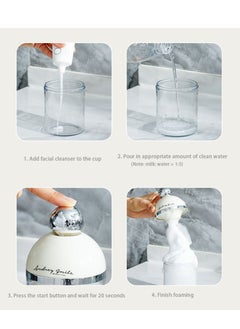 Furtey Electric Face Cleanser Foamer Face Cleanser Foamer Facial Cleanser Foaming Machine Marshmallow Foamer Portable Face Wash Foaming Bottle Skin Care Deep Skin Care Cleansing Tool (White)  - Image 4