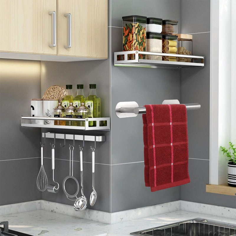 TocTen Self Adhesive Bathroom Towel Bar  Stick Towel Rack for Bathroom  Rustproof Stainless Steel Bath Towel Holder No Damage  Easy to Install Sticky Towel Rod for Bathroom (Brushed Nickel  12 Inch) - Image 3
