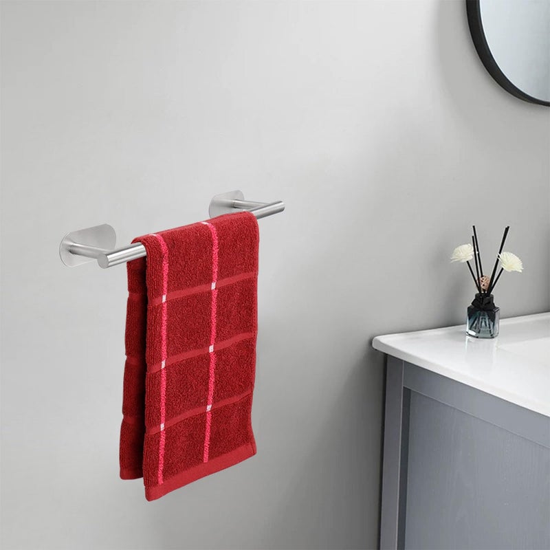 TocTen Self Adhesive Bathroom Towel Bar  Stick Towel Rack for Bathroom  Rustproof Stainless Steel Bath Towel Holder No Damage  Easy to Install Sticky Towel Rod for Bathroom (Brushed Nickel  12 Inch) - Image 2