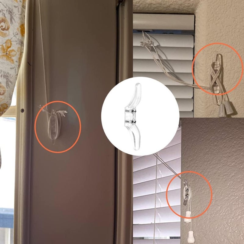 Cutelec 4pcs Clear Cord Cleat for Child Safety and 8pcs Screws for Drapery/Blinds Plastic Safety Rope Cleats Transparent Pull Cord Winders - Image 3