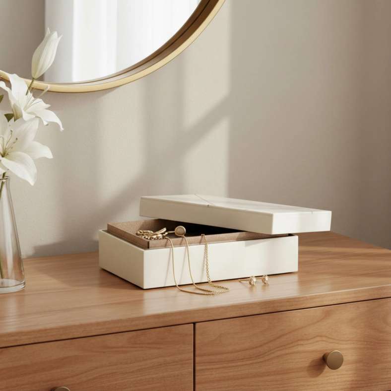 Pan Home Arya Resin Decor Box 20x13x5cm - White - 112DVE9900249 - Image 1