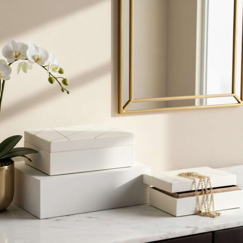 Pan Home Arya Resin Decor Box 20x13x5cm - White - 112DVE9900249 - Image 3