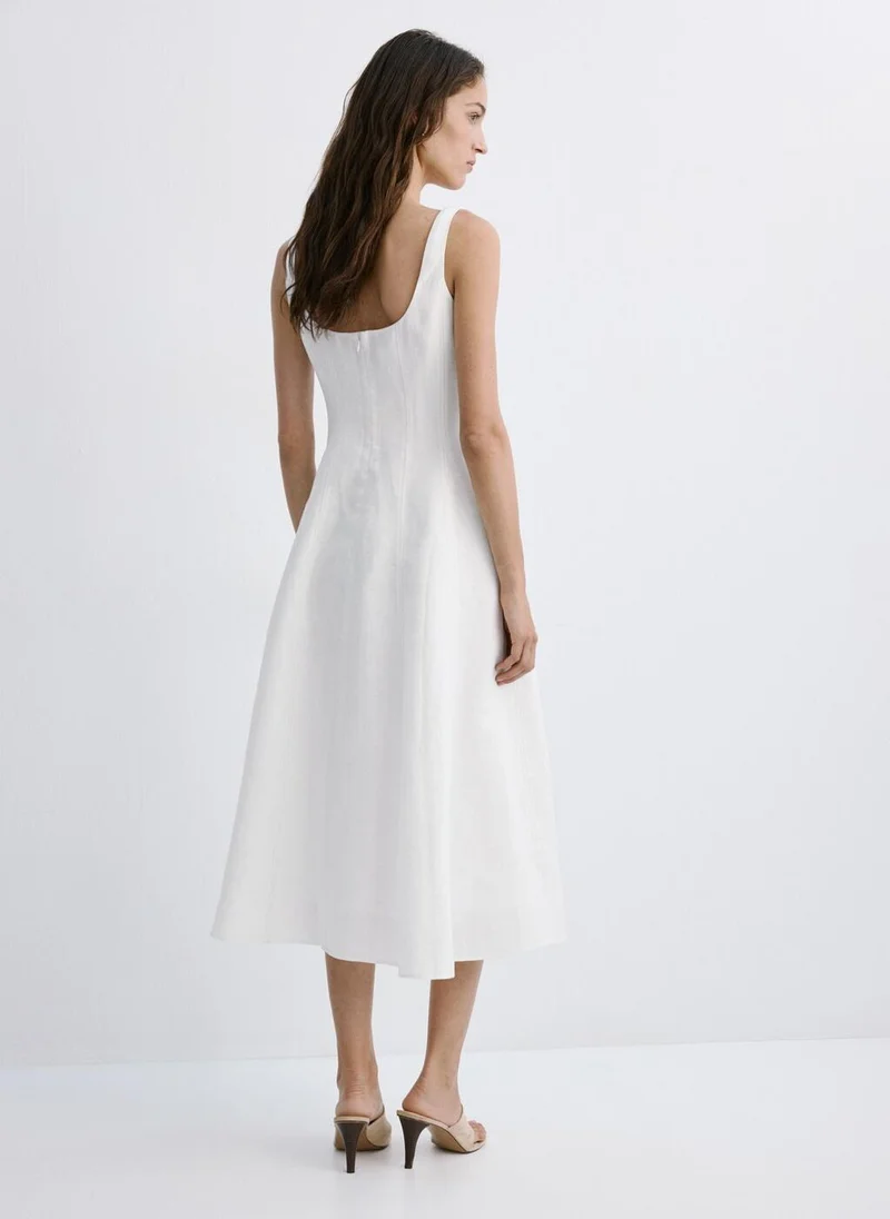 MANGO A-line linen dress
