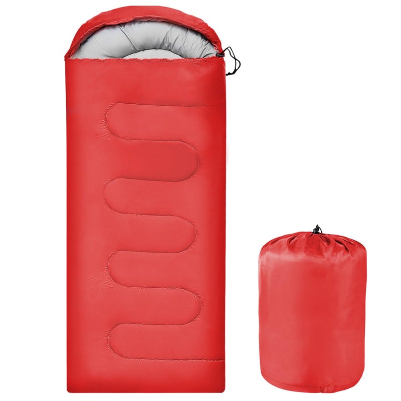OBTANIM Sleeping Bags Portable Waterproof Camping Sleeping Bag for Adults Kids 4 Seasons Cold Weather or Warm Backpacking Hiking Mountaineering Indoor Outdoor Use Red