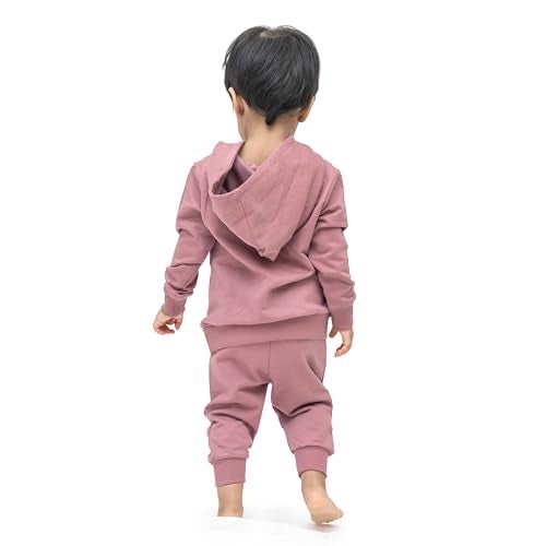 ARIEL Kids Cotton Fleece Full Sleeve Hoodie Sweatshirt & Sweatpant Clothing Set for Boys and Girls (ONION-BONE_12-18 month) - Image 4