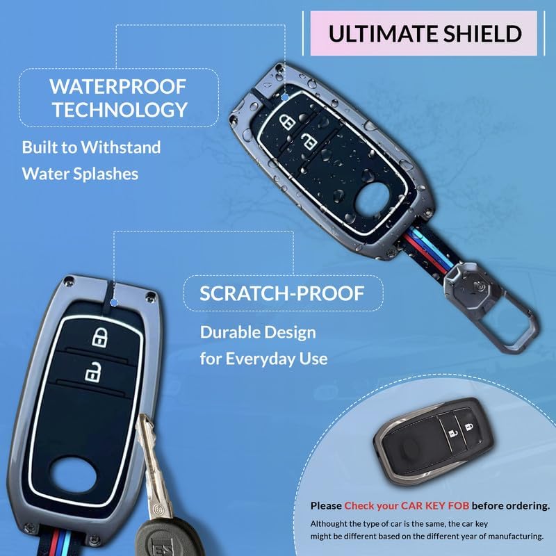 NEODRIFT 'KeyShield' Car Key Cover for Toyota Innova Crysta (Shape 1, 02 Buttons) (Durable, Stylish, and 360° Protection) - Image 4