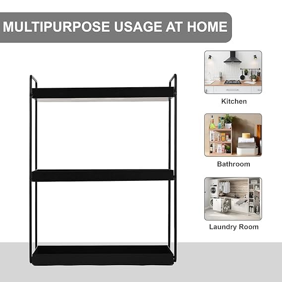 12FOR COLLECTION 3-Tier Metal Dish Rack – Standing Spice Rack Shelf Organizer for Kitchen, Cabinet, Bathroom, Countertop, Dresser – Multipurpose Storage Stand for Home Use - Image 4