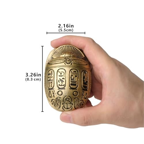 TRANSGOOD Egyptian Scarab Collectible Figurine Ancient Statue Hand Painted Sculpture - Image 3
