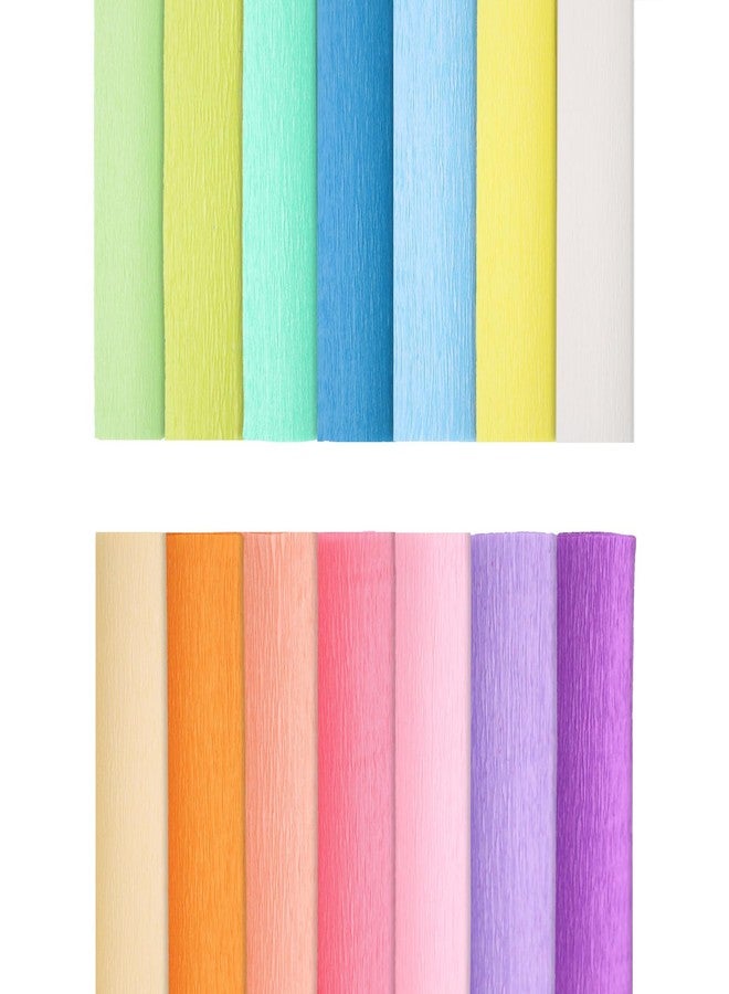 Miuezuth Crepe Paper Flower DIY - 14 Colors, 9.8 x 98 Inch Wide Crepe Paper for Gift Wrapping, Crafts, Birthday Parties, Weddings & Festivals (Multiple Colors 2) - Image 1