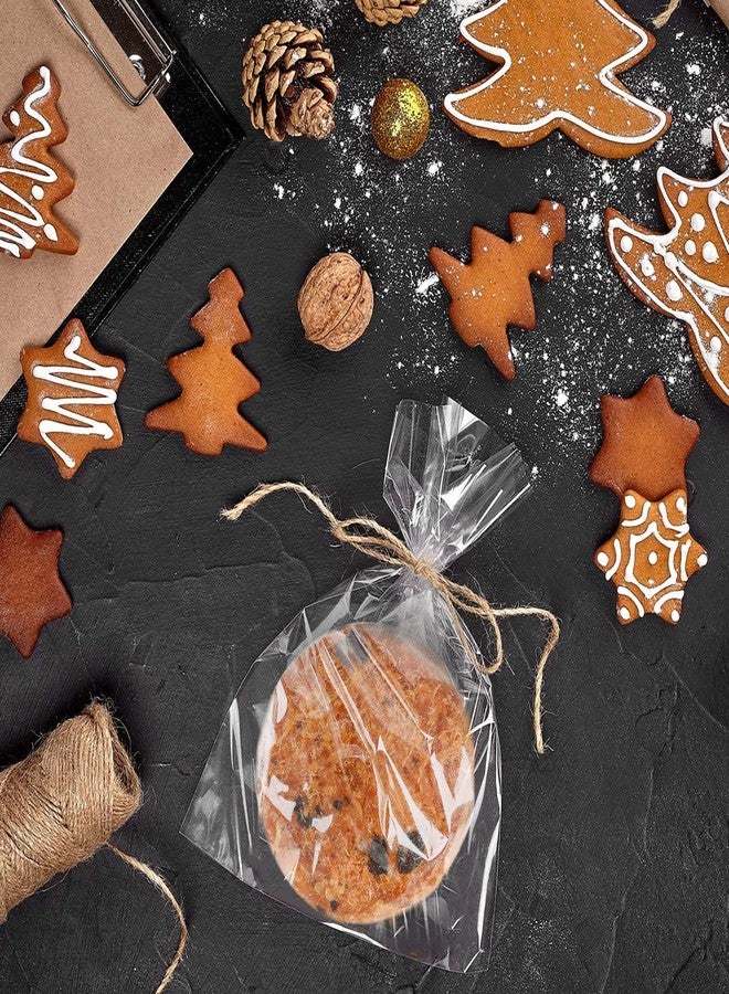 MoloTAR 200 Pcs 7 in x 5 in(1.4mil.) Clear Flat Cello Cellophane Treat Bags Good for Bakery, Cookies, Candies,Dessert with five random color Twist Ties! - Image 3