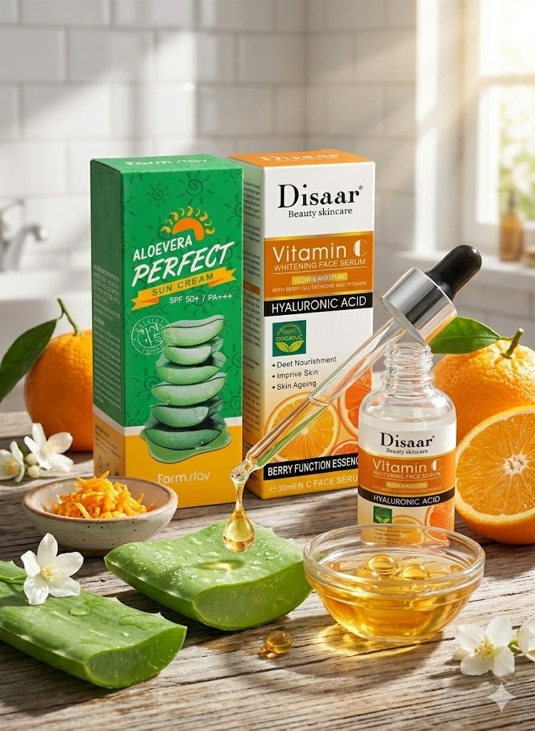 سيروم ديزار فيتامين سي للوجه (30 مل) + واقي شمس بالصبار والشاي الأخضر (70 جم) - Image 2