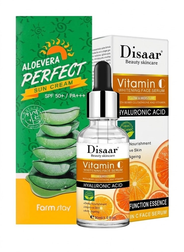 سيروم ديزار فيتامين سي للوجه (30 مل) + واقي شمس بالصبار والشاي الأخضر (70 جم) - Image 1