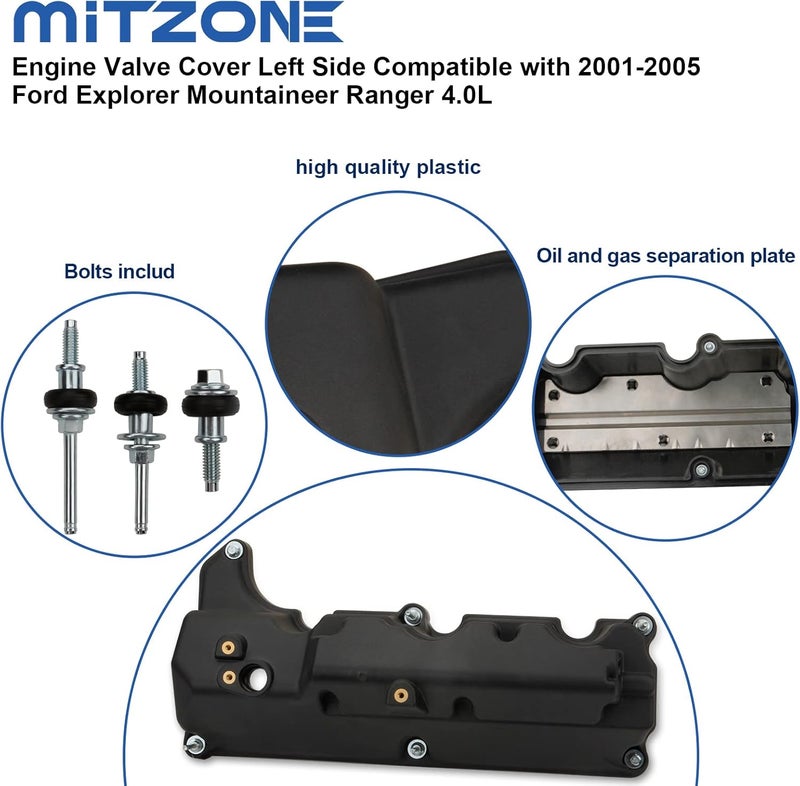 MITZONE غطاء صمام المحرك من MITZONE الجانب الأيسر لسيارات فورد إكسبلورر، ماونتينيير، رينجر 2001-2005 4.0L - Image 4