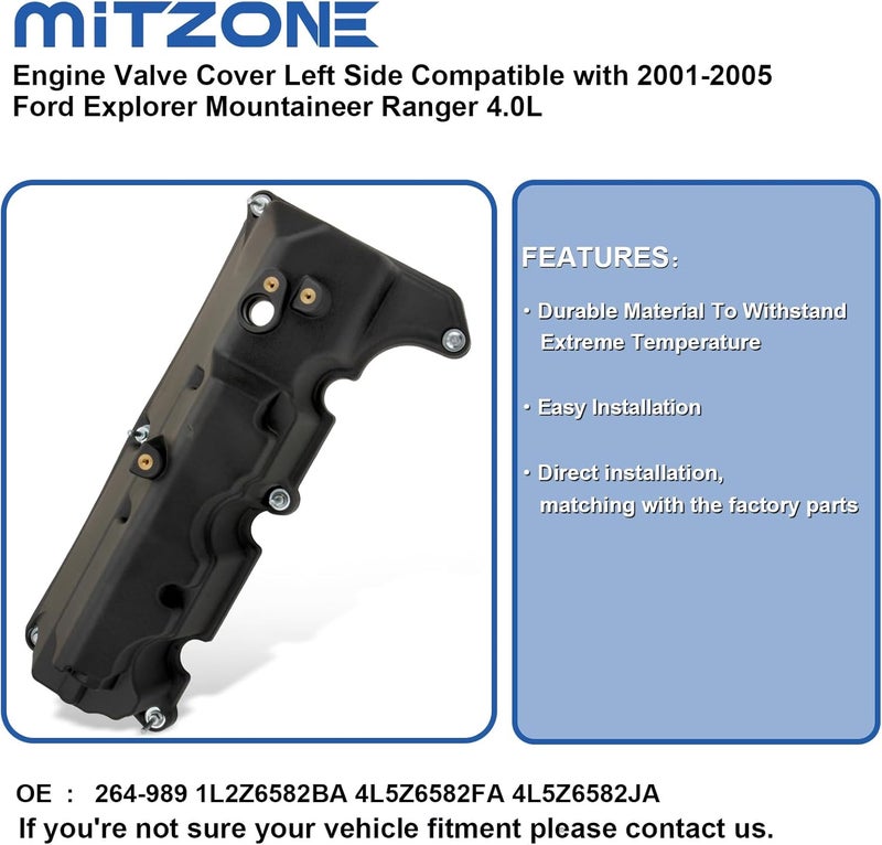 MITZONE غطاء صمام المحرك من MITZONE الجانب الأيسر لسيارات فورد إكسبلورر، ماونتينيير، رينجر 2001-2005 4.0L - Image 3