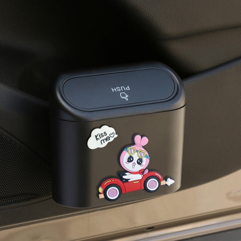 Car Trash Can Hanging Door Storage Organizer Multi-functional Front Seat Car Trash Bin with Umbrella Holder, Car Interior Decor