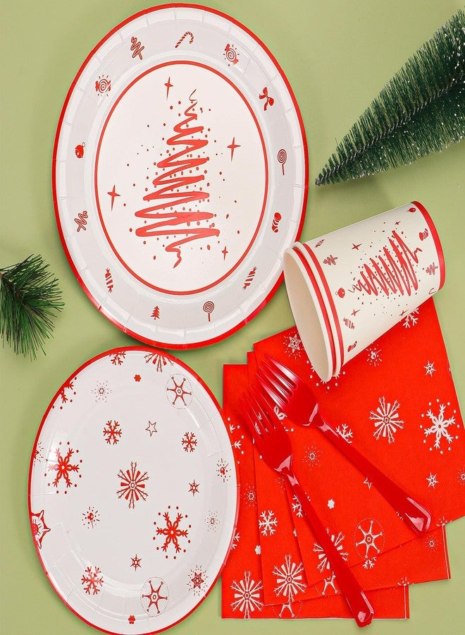 Atonofun Christmas Party Supplies, Merry Christmas Plates and Napkins, Christmas Disposable Plates, 12oz Cups, Napkins and Forks for Birthday, Baby Shower, Xmas, Christmas Themed Parties Serves 24 - Image 3