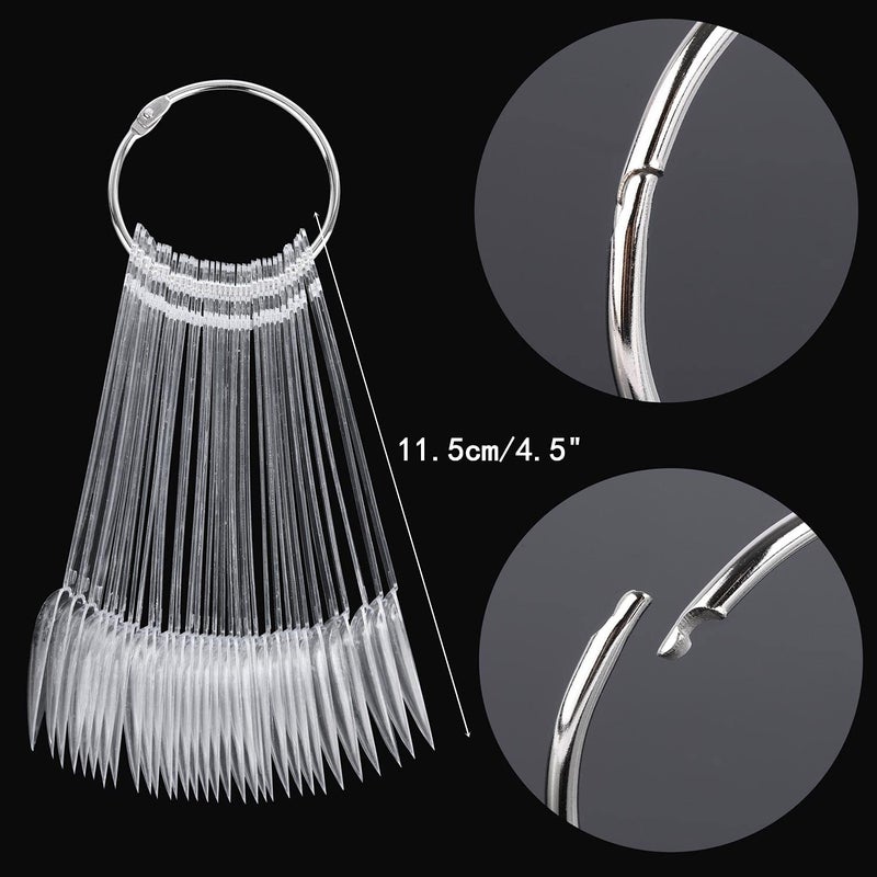 BTYMS 160Pcs Nail Swatch Sticks Stiletto Nail Sample Sticks Clear Nail Color Display Swatches Sticks with Metal Rings - Image 2