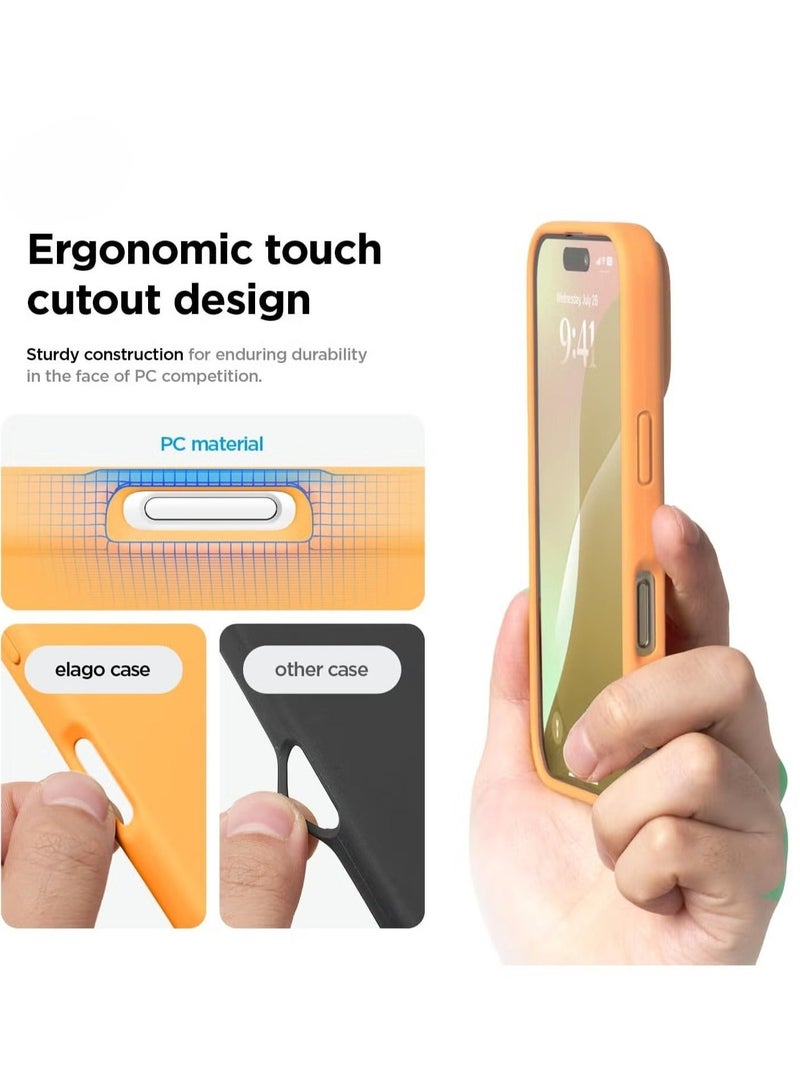 MUNTAQI iPhone 16 Pro Full Body Case Cover – Shockproof, Slim, Anti-Scratch Design with Soft Microfiber Lining (Orange) - Image 4