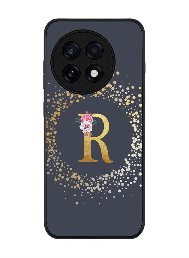 Stylizedd For OnePlus 13R / Ace 5 Pro Case,Slim fit Camera Protection, Shockproof Thin Phone cover  - Custom Monogram Floral - R  (Grey )