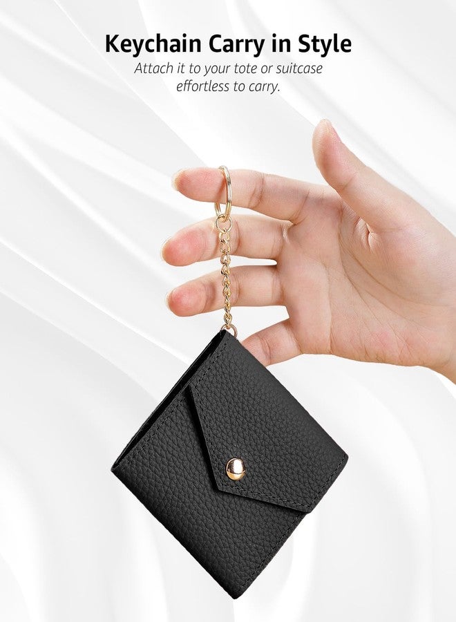 Karmiir Small Travel Jewelry Organizer Case for Women, Genuine Leather Mini Jewelry Roll with Keychain, Portable Earring Ring Necklace Storage Pouch for Short Trips & Daily Use (Black) - Image 4
