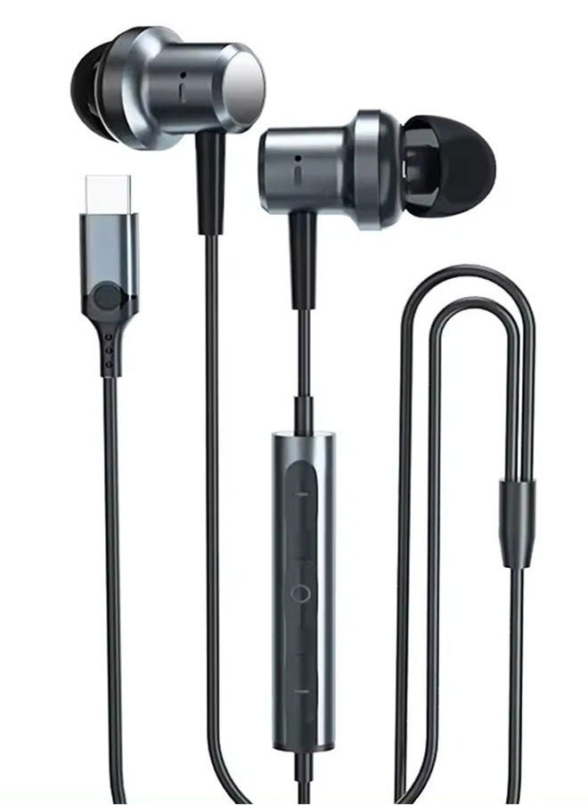 Generic - Metal Wire In-Ear Noise Cancelling Digital Headphones For Iphone15/IPAD/ Huawei/Samsung - Image 1