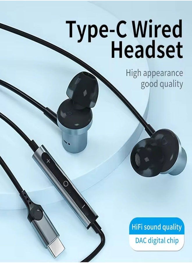 Generic - Metal Wire In-Ear Noise Cancelling Digital Headphones For Iphone15/IPAD/ Huawei/Samsung - Image 1