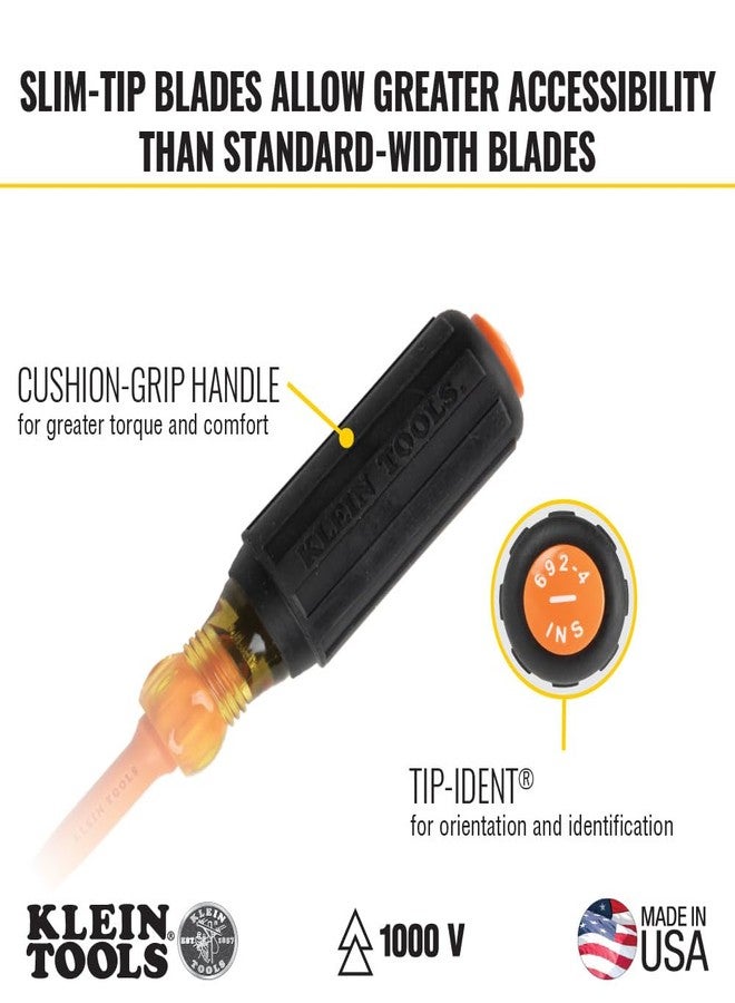 Klein Tools 94130 1000V Insulated Screwdriver Tool Set, Made in USA, with #2 Phillips and 1/4-Inch Cabinet Slim Tips, 2 Insulated Pliers and Wire Stripper - Image 4