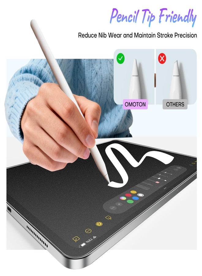 OMOTON PAPERSENSE 2 Pack Paper Screen Protector for iPad Pro 12.9 inch（2022/2021/2020/2018 Release, Anti-glare Matte PET Film with Easy Installation Tray, Draw Like on Paper, Ultra-Responsive - Image 5