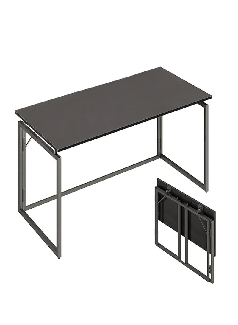 LAWAZIM Folding Table - 80x45x73cm Black - Foldable Desk with Sturdy Wood Top and Iron Frame - Space-Saving Home Office Desk Multipurpose Laptop Table for Craft, Study, and Work (No Assembly Required) - Image 2