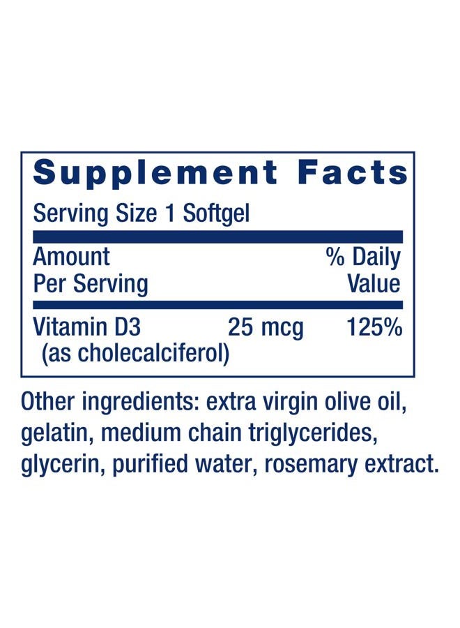 Life Extension Vitamin D3 25 mcg (1000 IU), Immune System Support, Bone Health, Whole-Body Health, Value Size, Gluten-Free, Non-GMO, 90 softgels  - Image 3