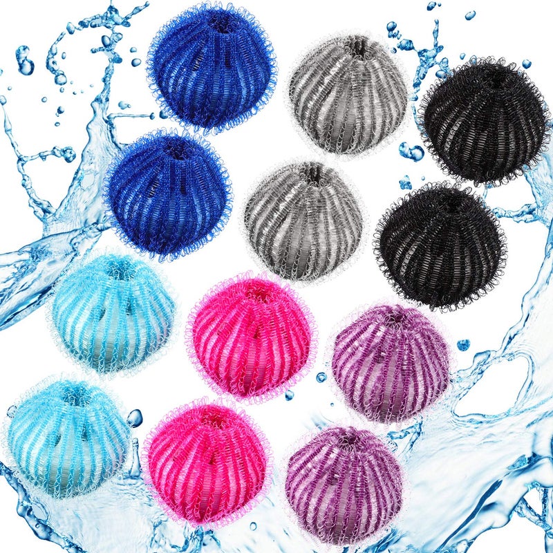 Blulu 12 Pieces Pet Hair Remover for Laundry Dryer Balls Reusable Washing Machine Hair Catcher Pet Dog Cat Catcher Lint Remover Light BlueBlueGreyBlackPurpleRose Red - Image 3