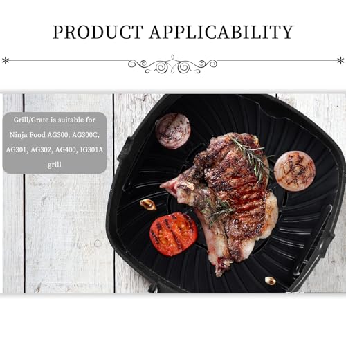 Swess Grill Grate for Ninja Foodi AG301, Griddle Pan Replacement Parts with Parchment Paper and Cleaning Brush, Fit for Ninja Foodi 5-in-1 Indoor, Non-stick Grill Accessories for AG300, AG301C, AG302, AG400 - Image 4