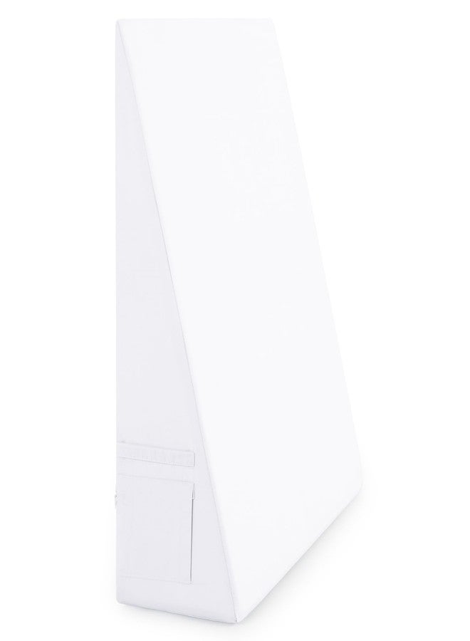 Cobedzy White Bed Wedge Pillow Cover(25" L x 25" W x 8" H), Zipper and Handle Design Wedge Pillowcase Protector, Breathable Pillowcase with Side Pocket for Storage(Pillow Not Include) - Image 1