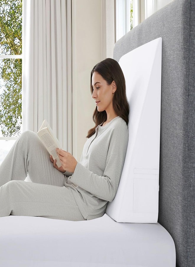 Cobedzy White Bed Wedge Pillow Cover(25" L x 25" W x 8" H), Zipper and Handle Design Wedge Pillowcase Protector, Breathable Pillowcase with Side Pocket for Storage(Pillow Not Include) - Image 3