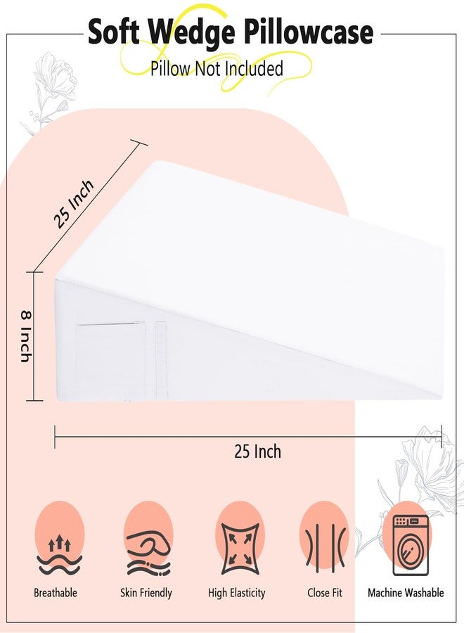 Cobedzy White Bed Wedge Pillow Cover(25" L x 25" W x 8" H), Zipper and Handle Design Wedge Pillowcase Protector, Breathable Pillowcase with Side Pocket for Storage(Pillow Not Include) - Image 4