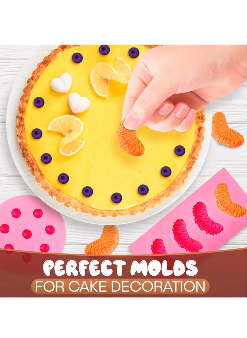 Fruit Snack Molds Silicone, Candy Silicone Molds & Ice Cube Trays, 5Pcs Fruit Shaped Silicone Mold, Pineapple Slice Silicone Mold, 3D Strawberry Silicone Mold, for Handmade Jelly