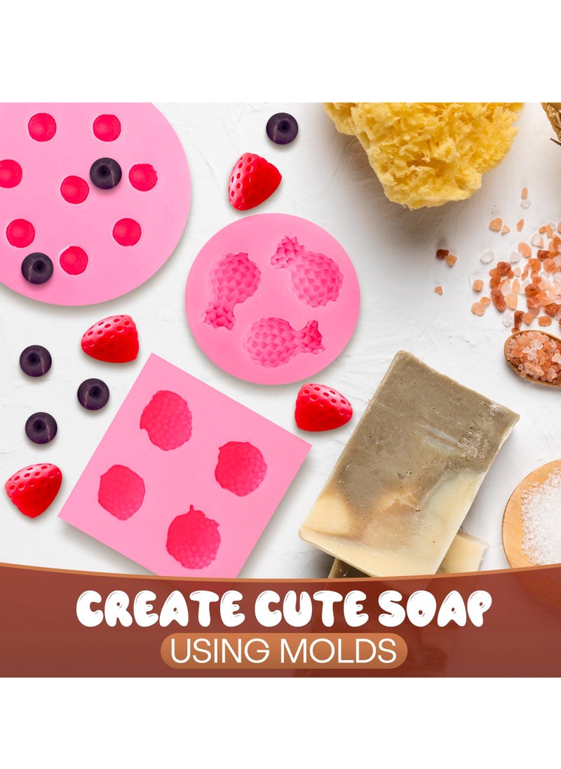 Fruit Snack Molds Silicone, Candy Silicone Molds & Ice Cube Trays, 5Pcs Fruit Shaped Silicone Mold, Pineapple Slice Silicone Mold, 3D Strawberry Silicone Mold, for Handmade Jelly