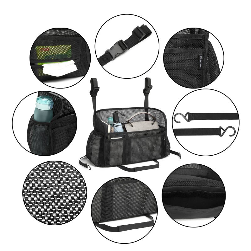 SUOVOCK Car net Pocket Handbag Holder, car Purse Holder can be Used to Store Items, Protective Barrier for Children and Pets in The Back seat of car, Helps to Drive Safely (Black) - Image 3