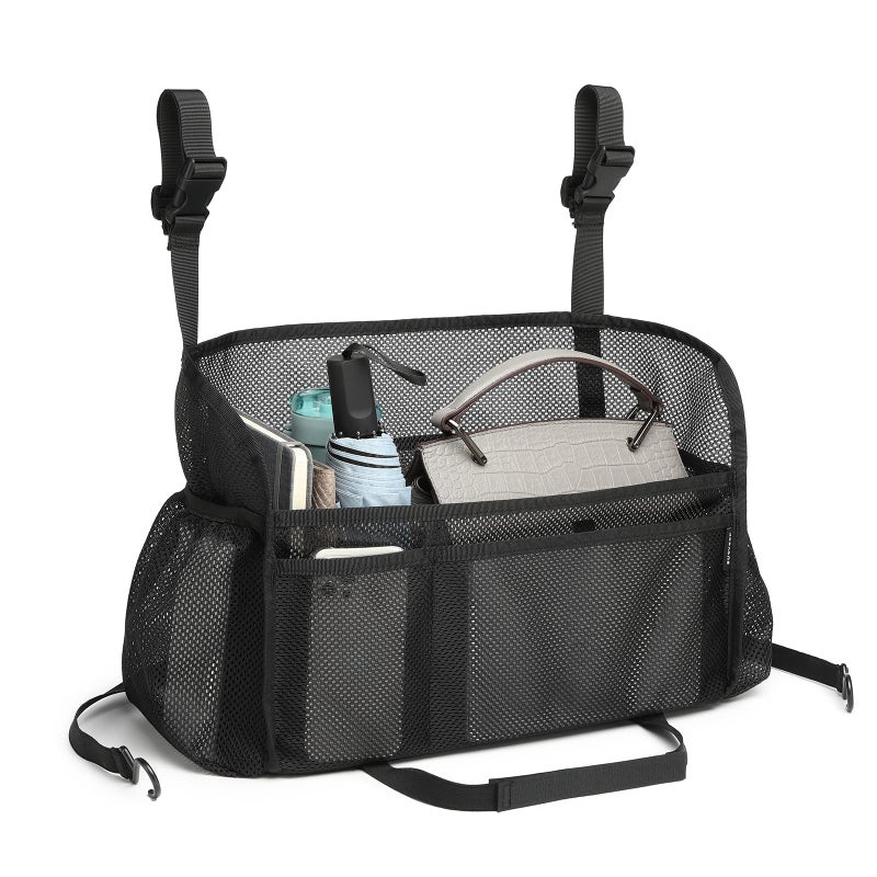 SUOVOCK Car net Pocket Handbag Holder, car Purse Holder can be Used to Store Items, Protective Barrier for Children and Pets in The Back seat of car, Helps to Drive Safely (Black) - Image 1
