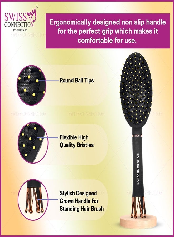 Swiss Connection Primium Detangle Hair brush comes with a Classic Cushion, having Anti-static ball tips, for Grooming, Straightening, Detangling Hair, ideal for Men, Women & Kids (Pack of 1) - Image 5