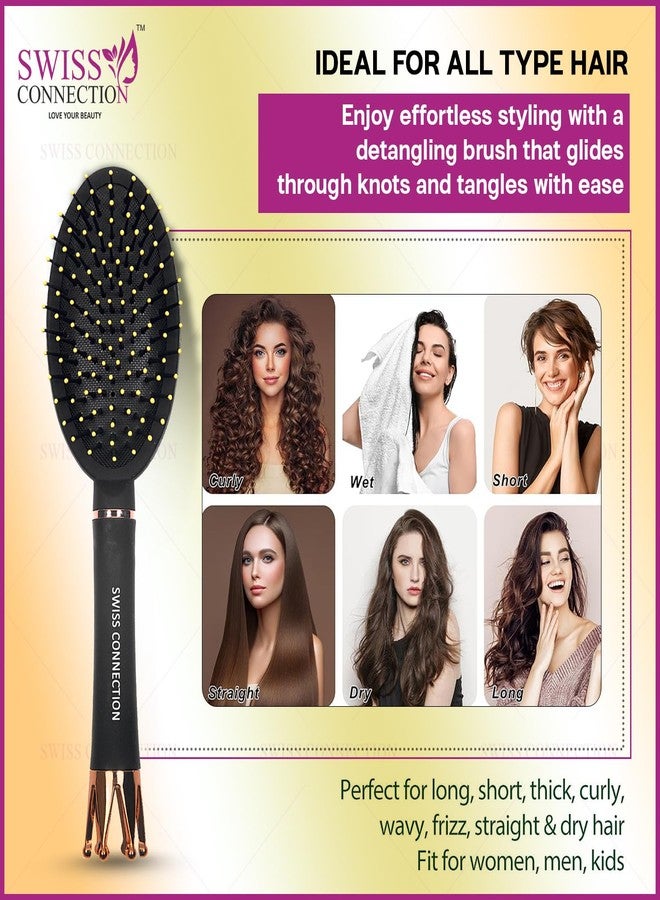 Swiss Connection Primium Detangle Hair brush comes with a Classic Cushion, having Anti-static ball tips, for Grooming, Straightening, Detangling Hair, ideal for Men, Women & Kids (Pack of 1) - Image 4